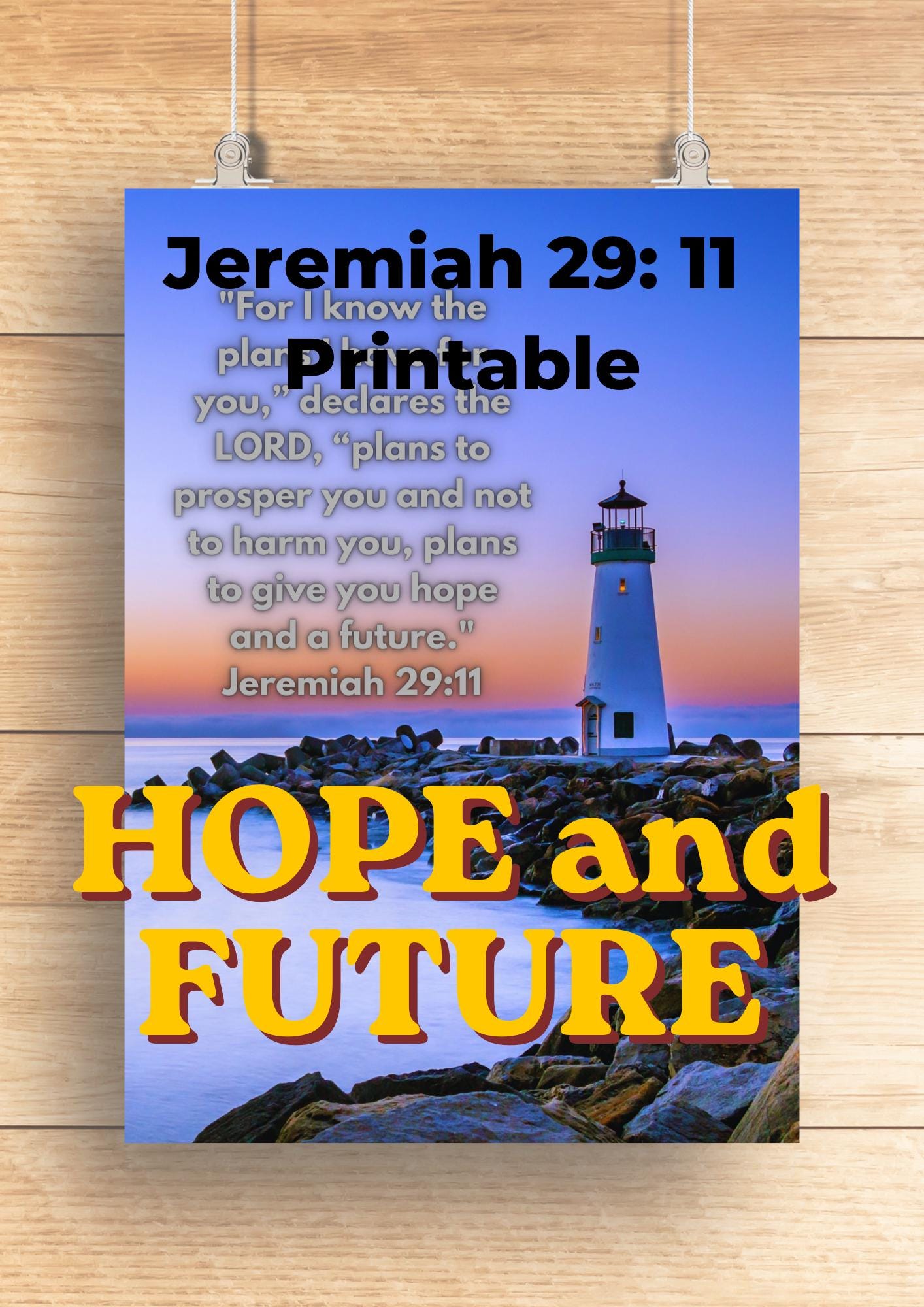 Jeremiah 29:11 Wall Art Printable | Christian Lighthouse Decor | Bible ...