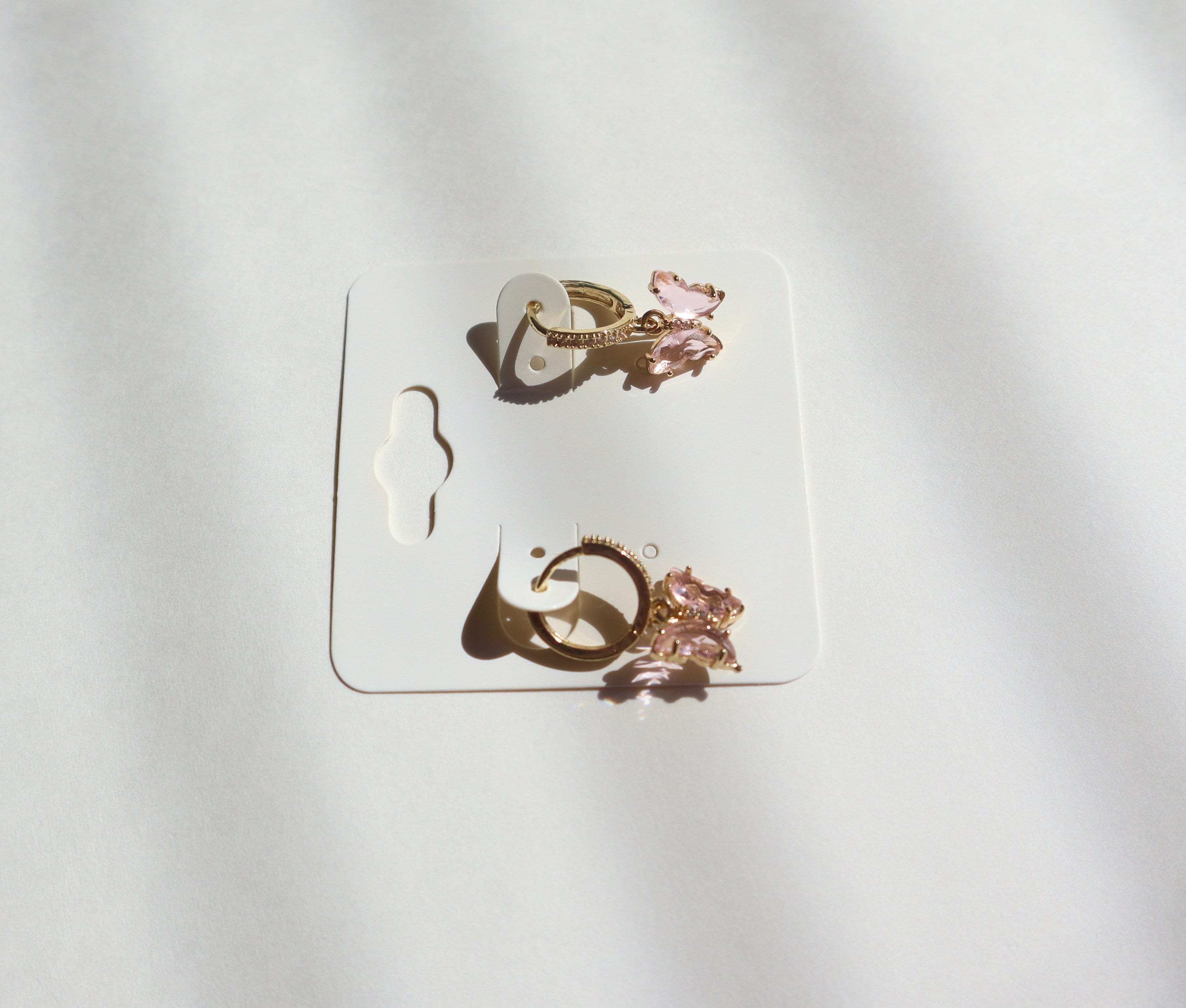 Ada Earring - Dangle Drop Earrings | Butterfly style earring | Dainty  Hoop Earring | Crystal Pink | Minimalist Earrings | Mother’s Day Gift