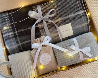 Cozy Gift Box: Warm Scarf, Coffee Mug & Socks