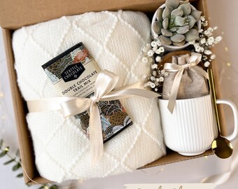 Cozy Gift Box: Blanket, Mug, Socks & Treats - Thinking of You Care Package
