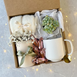 Succulent Gift Box: Jasmine Candle, Truffles & Cozy Socks