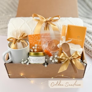 Personalized Mother's Day Gift Box, Spa & Cozy Box, Birthday Gifts for Her, Sympathy Package Golden Sunshine