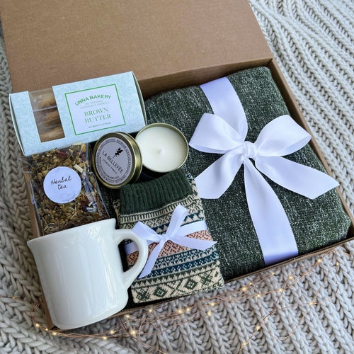 Gift Box With Blanket Fall Gift Holidays Self Care Thank Etsy