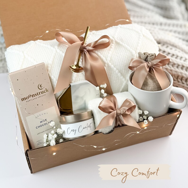Personalized Mother's Day Gift Box, Spa & Cozy Box, Birthday Gifts for Her, Sympathy Package Cozy Comfort