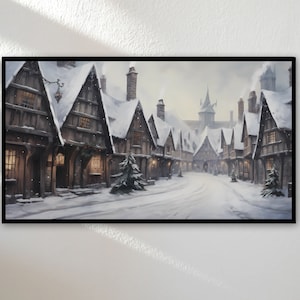 Arte para TV Samsung Frame / Arte para TV Frame 4K / Pueblo Mágico / Fondo de pantalla para TV inspirado en el mundo mágico de Hogsmeade / Descarga instantánea / 16:9