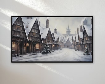 Samsung Frame TV Art | Frame TV Art 4K | Wizard Village | Hogsmeade Village Inspired Magic World Tv Wallpaper | Instant Download | 16:9