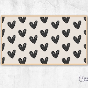 Samsung Frame TV Art Valentine&#39;s Day, Heart, Black and White, Neutral | Frame Tv Art 4k | 16:9 Ratio | OLED wallpaper | TV Background