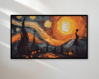Halloween Frame TV Art | Samsung Frame TV Art 4K | Starry Night | Spooky TV Wallpaper | Digital Download |Instant Download |16:9