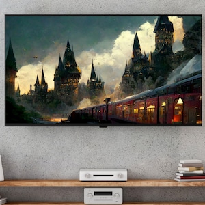 Samsung Frame TV Art | Frame TV Art 4K | Wizard Train ViewTV Art | Magic World Tv Wallpaper | Digital Download | Instant Download | 16:9