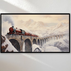 Samsung Frame TV Art Christmas |Holiday Frame TV Art 4K |Wizard Train View TV Art |Magic World Tv Wallpaper | Digital Instant Download |16:9