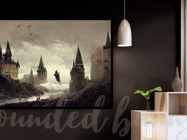 Samsung Frame TV Art Frame TV Art 4K Vintage magic Castle Painting Magic World Tv Wallpaper Digital Download Instant Download 16:9 image 5