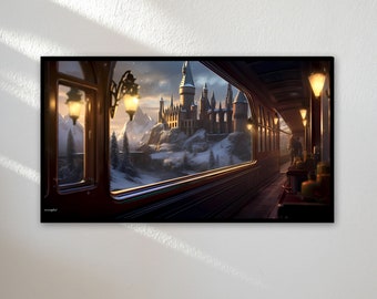 Samsung Frame TV Art Christmas |Holiday Frame TV Art 4K |Wizard Train View TV Art |Magic World Tv Wallpaper | Digital Instant Download |16:9