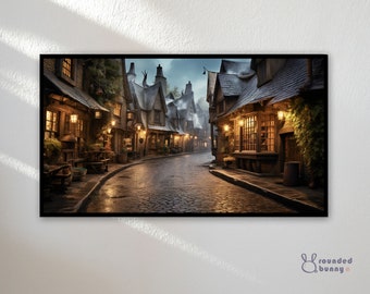 Samsung Frame TV Art | Frame TV Art 4K | Wizard Village | Hogsmeade Village Inspired Magic World Tv Wallpaper | Instant Download | 16:9