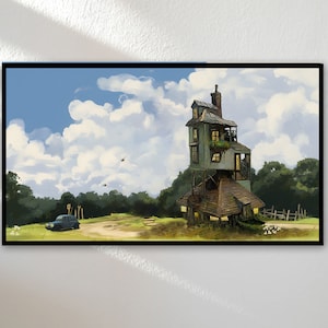 Illustration pour téléviseur avec cadre Samsung | Cadre TV Art 4K | Maison magique | Fonds d'écran Magic World TV | Téléchargement numérique instantané | 16:9