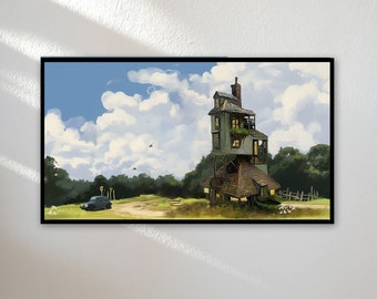Samsung lijst tv-kunst | Lijst tv-kunst 4K | Magisch huis | Magic World Tv Wallpaper | Digitale directe download | 16:9