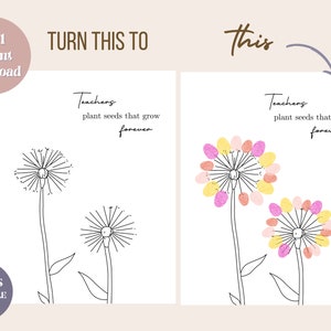 Dandelion Handprint art for Teacher, Appreciation Gifts, fingerprint art, fingerprint craft,Sentimental gifts for Teachers, Instant Download