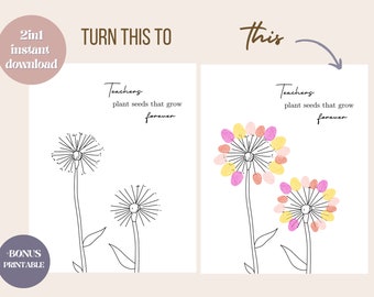 Dandelion Handprint art for Teacher, Appreciation Gifts, fingerprint art, fingerprint craft,Sentimental gifts for Teachers, Instant Download