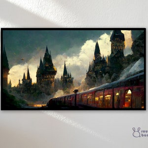 Samsung Frame TV Art | Frame TV Art 4K | Wizard Train ViewTV Art | Magic World Tv Wallpaper | Digital Download | Instant Download | 16:9