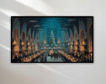 Samsung Frame TV Art Kerstmis | Vakantie Frame TV Art 4K | Wizard Dining Hall TV Art | Magic World Tv Wallpaper | Digitale Instant Download | 16:9