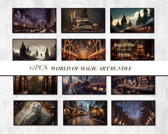 12-delige Samsung-lijst tv-kunstbundel | Tovenaar Magic World Tv Wallpaper | Lijst tv-kunst 4K | Digitale download | Direct downloaden | 16:9