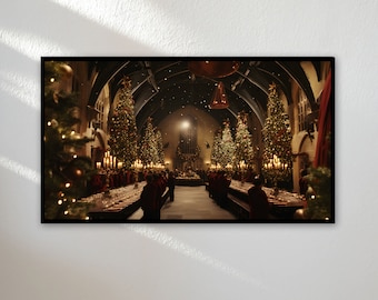 Samsung Frame TV Art Kerstmis | Vakantie Frame TV Art 4K | Wizard Dining Hall TV Art | Magic World Tv Wallpaper | Digitale Instant Download | 16:9