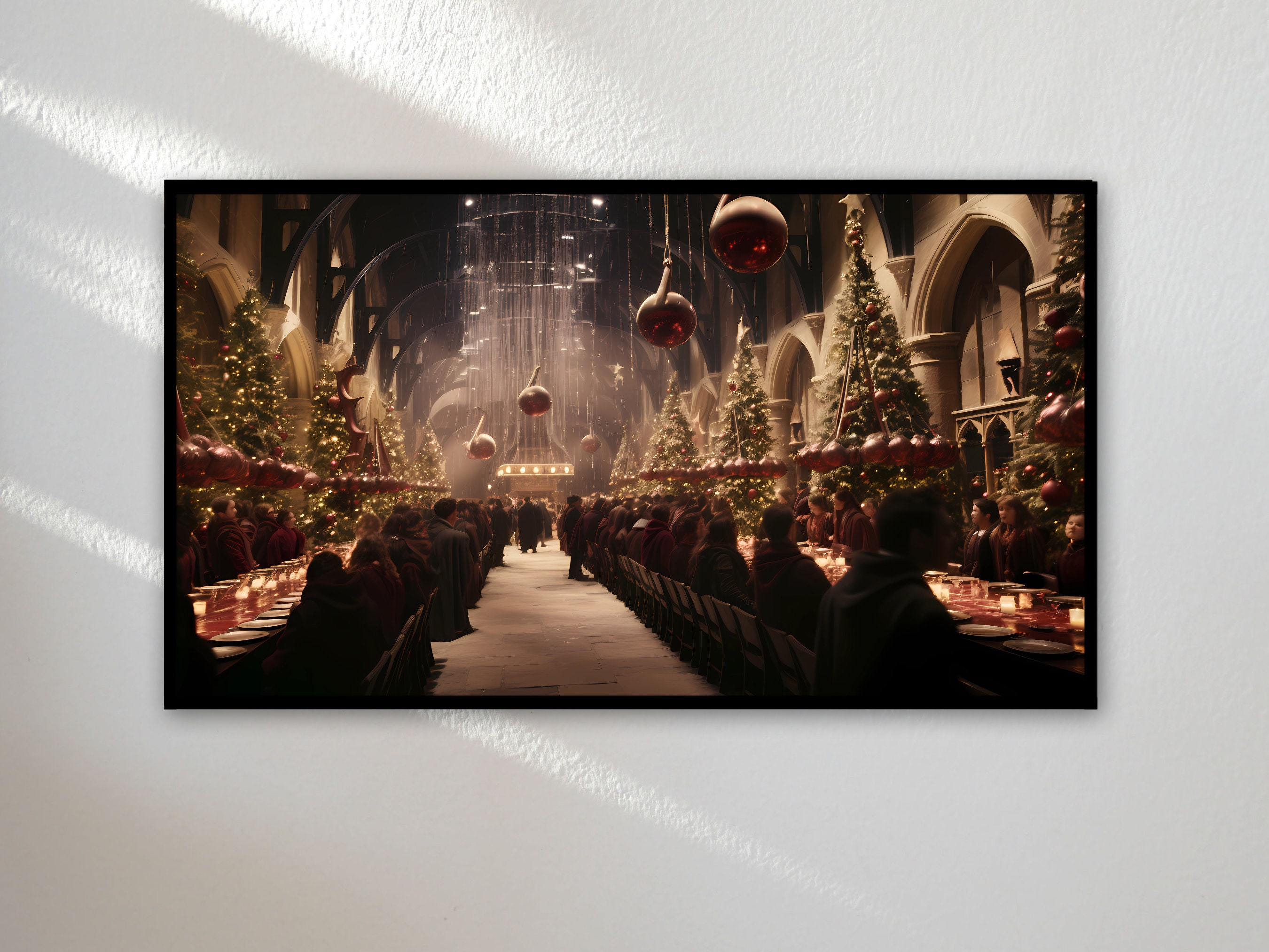 Samsung Frame TV Art Christmas |Holiday Frame TV Art 4K |Wizard Dining Hall TV Art |Magic World Tv Wallpaper |Digital Instant Download |16:9