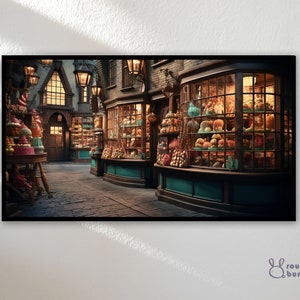 Samsung Frame TV Art | Frame TV Art 4K | Wizard Village | Honeydukes Sweet Shop Inspired Magic World Tv Wallpaper | Instant Download | 16:9