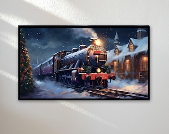 Samsung Frame TV Art Christmas |Holiday Frame TV Art 4K | Wizard Train TV Art | Magic World Tv Wallpaper | Digital Instant Download |16:9