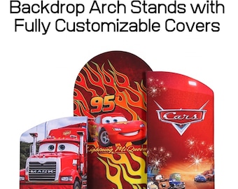 Custom Themed Arch Backdrop Stand, Metal Arched Frame with a Fabric Backdrop
