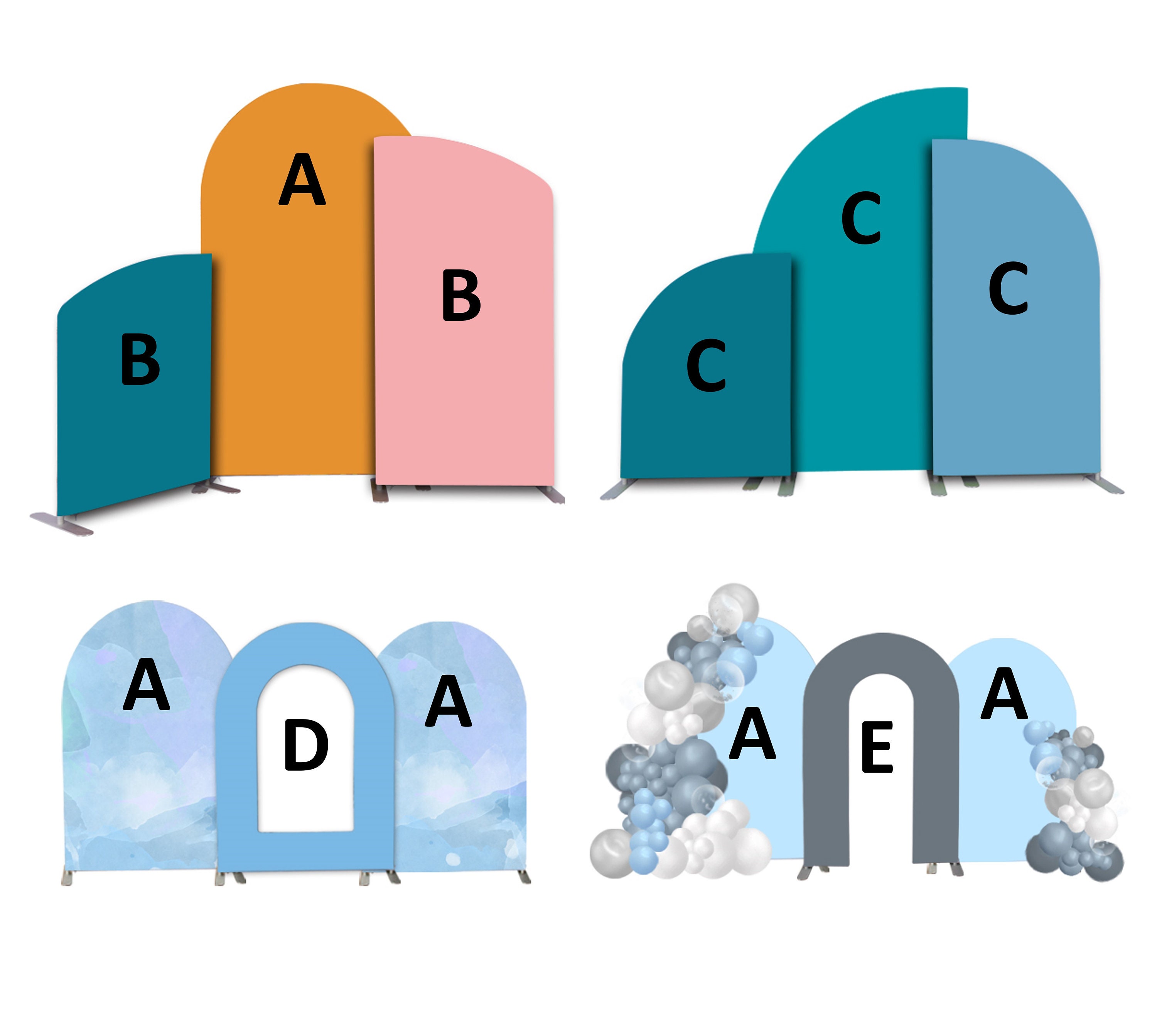 Arched Backdrop Stand, Metal Arch Frame with a Double-Sided Fabric Backdrop. Custom color. Custom size. Fast delivery