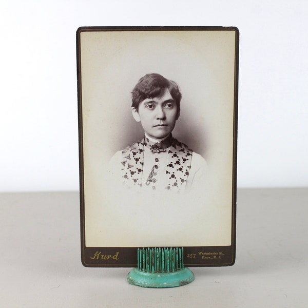 Antique Cabinet Card Portrait Photo Of A Young Man Boy Old Sepia Black and White Old Photograph Hurd Providence Rhode Island