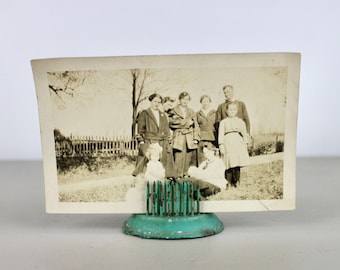 Antique Photo Group Family Photo Children Outdoors Black and White Sepia Old Photograph