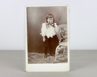 Antique Cabinet Card "Oren" 1910 Portrait Photo Of A Child C.L.Hunt Sepia Old Photograph
