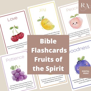 Galatians 5:22-23 - Fruit of the Spirit - Flash Cards - Fruit Image and Scripture - Children's Bible Education - Love, Joy, Peace ...