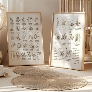 Alphabet christliche Kleinkind Wandkunst | 10 Gebote Kinderzimmer Printable | Frucht Des Geistes | Eigenschaften Gottes | Bibel Alphabet Poster