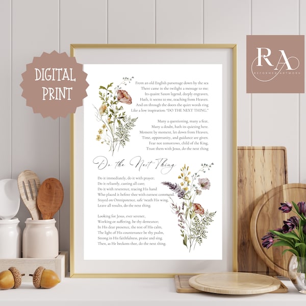 Do The Next Thing Poem - Vintage Christian Wildflower - Meadow Flower Bouquet Printable - Floral Christian Poetry Print - Theology Wall Art