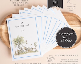 Westminster Shorter Catechism Cards for Kids Catechism Christian Theology Presbyterian Church Childrens Ministry Curriculum Chief End of Man