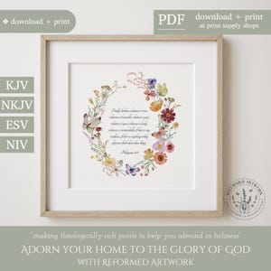 Philippiens 4: 8 oeuvre d'art chrétienne imprimable Imprimable tout ce qui est vrai, tout ce qui est Noble impression carré verset de la Bible Art Floral Ecriture carte