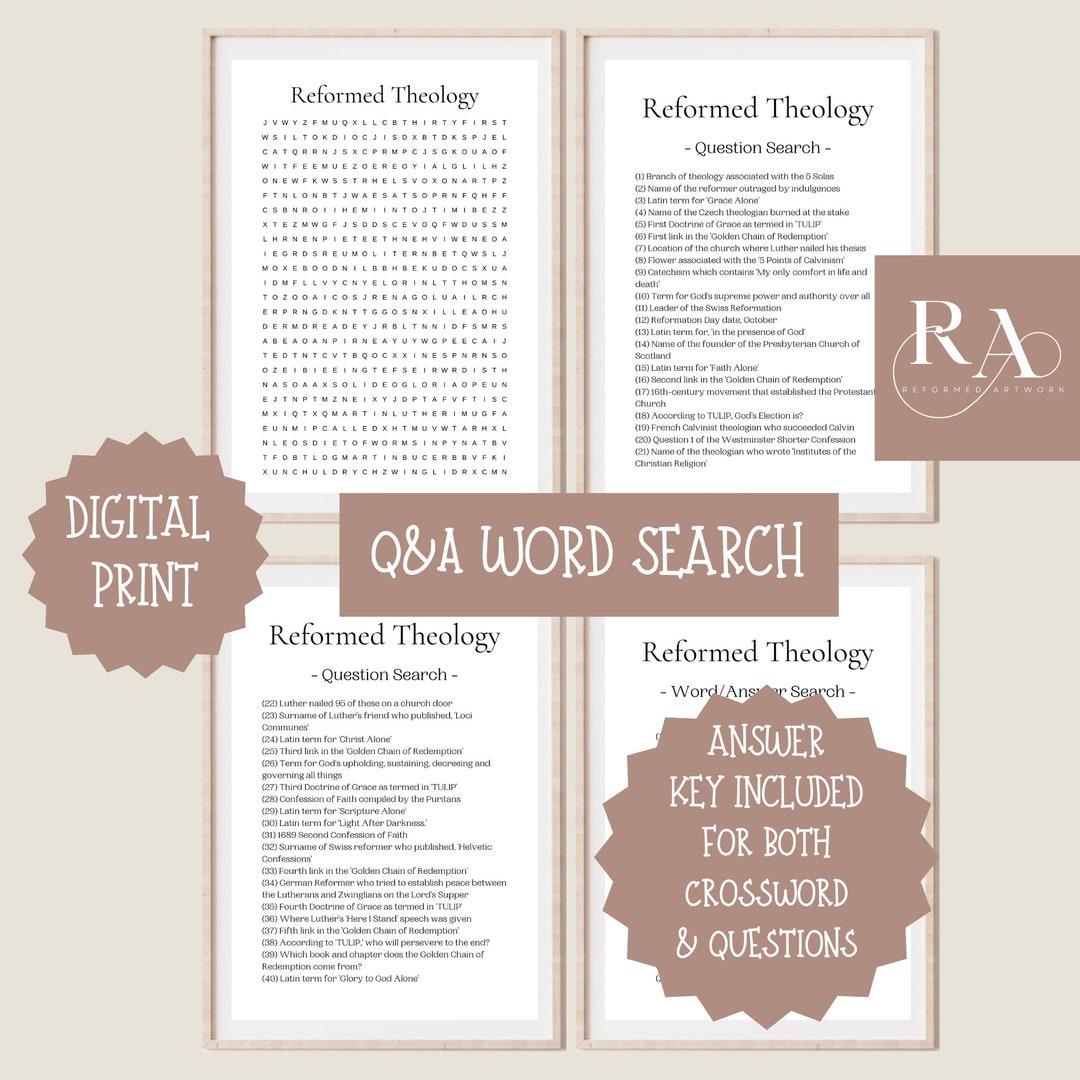 Reformed Theology Word Search Crossword Quiz Find a Word Puzzle ...