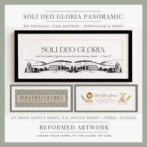 SOLI DEO GLORIA Poster Printable Panoramic 30x10" Reformed Theology Wall Hangings Reformed Christian Wall Art Protestant Reformation Gift