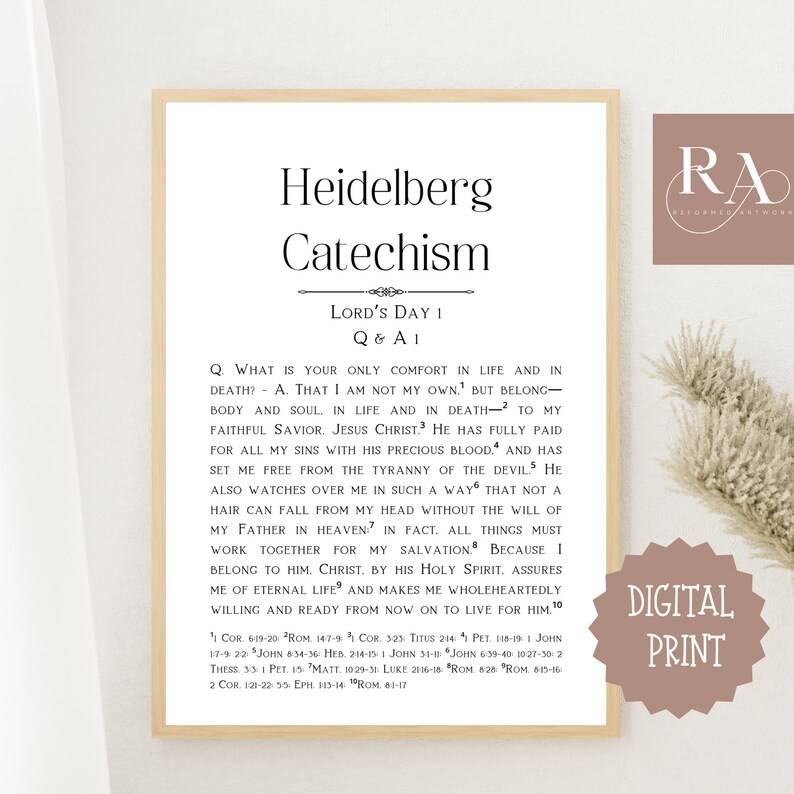 Heidelberg Catechism confession of Faith Lords Day 1 Q & Etsy
