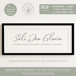 Reformed Theology Poster Soli Deo Gloria Banner 5 Solas of the Reformation Reformed Christian Landscape Minimalistic Reformation Day Banner