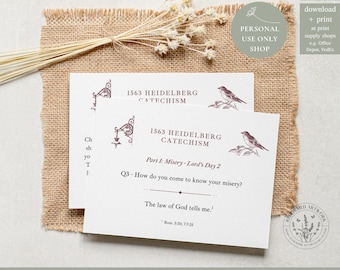 Heidelberg Catechism Cards Reformed Christian Study Reformed Theology Seminary Student Exam Reformed Artwork Reformed Homeschool Curriculum