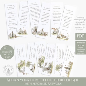 Kids Reformed Theology Bookmarks Printable 5 Solas of the Reformation Day Activity Kids Westminster Shorter Catechism Chief End of Man Cards