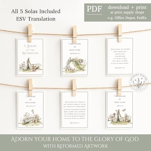 5 Solas for Kids Reformation Day Activity Flash Cards Reformed Homeschool Curriculum Study Printable Reformed Christian Soli Deo Gloria Art