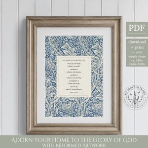 John Calvin Quote Wall Art Reformed Theology Wall Art Reformed Christian Office Gift Reformed Artwork Gift John Calvin Poster Printable Art