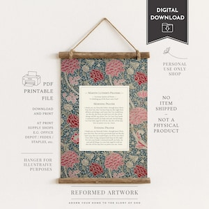 Martin Luther Morning Prayer Printable Evening Prayer Reformed Theology Wall Art Reformed Christian House Warming Gift Lutheran Wall Décor