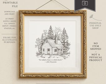 JOHN CHRYSOSTOM Indeed A House Is A Little Church Rustic Christian House Warming Gift Couple Early Church Father Square Christian Home Sign