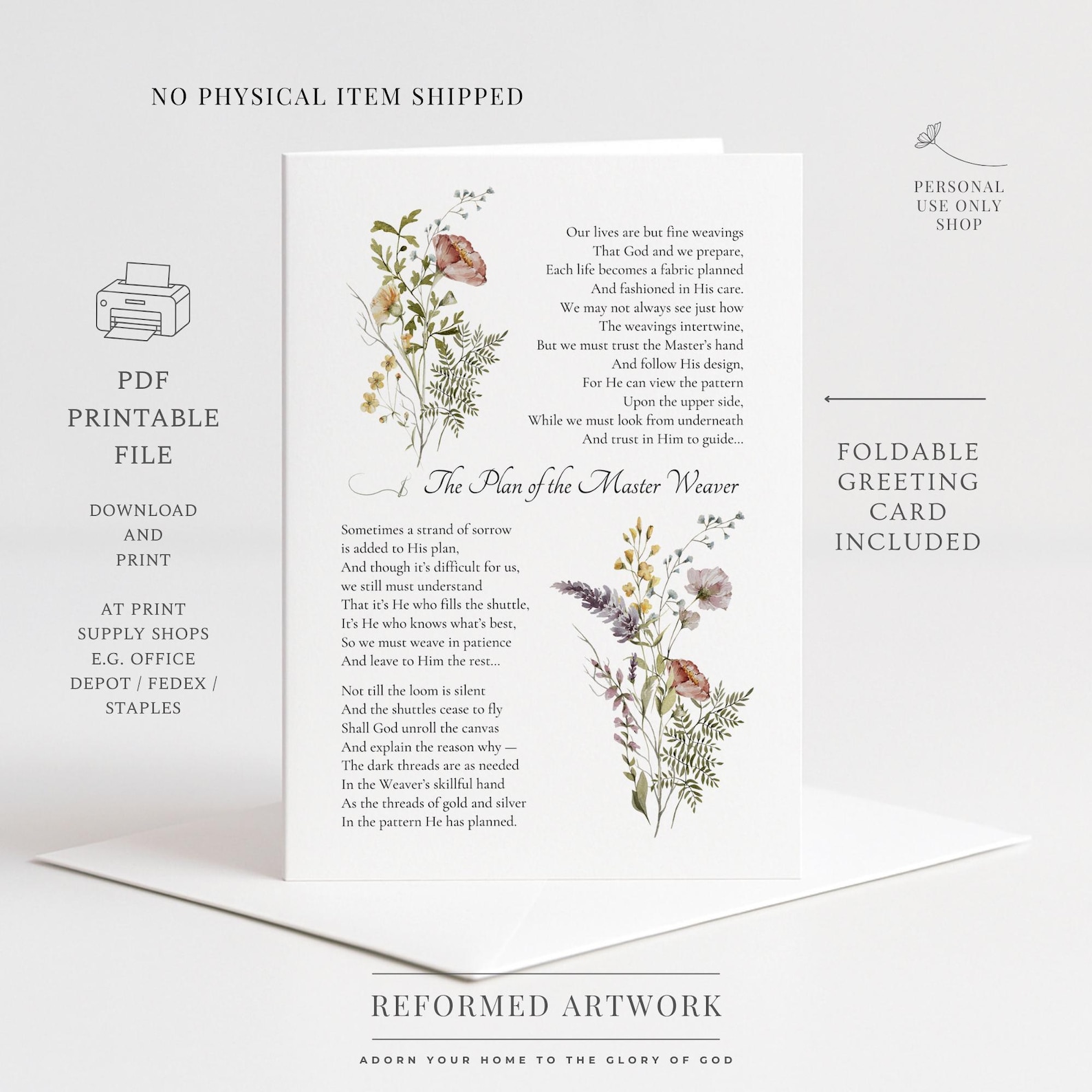 The Plan of the Master Weaver Poem Christian Poetry Print Christian ...