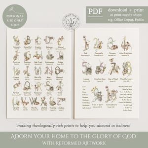 Alphabet Christian Toddler Wall Art 10 Commandments Kids Room Printable Fruit Of The Spirit Attributes of God Bible Alphabet Poster Digital